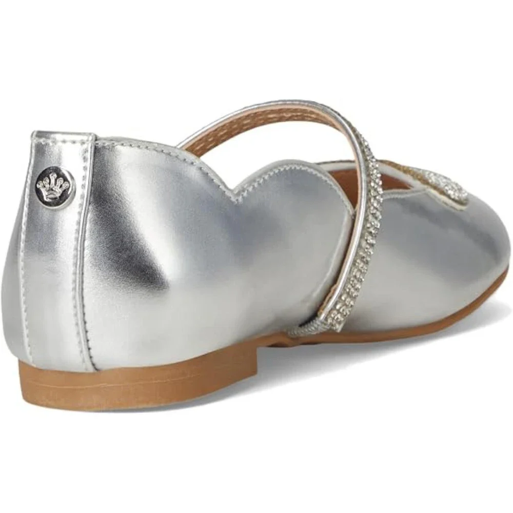 Nina Diaz Ballet Flats Kids 2 Silver Metallic Embellished Slip On Shoes ZOGG3168